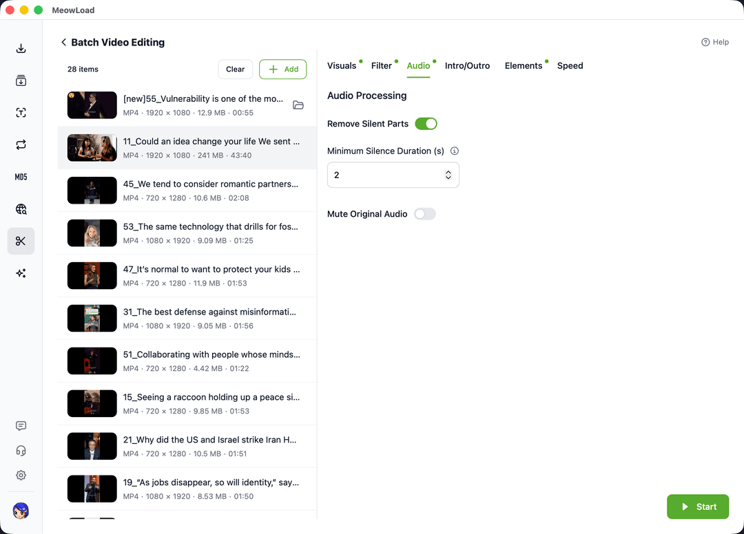 ビデオ無音除去ツール